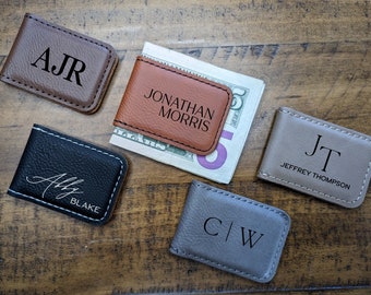 Personalized Money Clip, Groomsmen Gift, Custom Money Clip, Minimalist Gift Wedding Gift, Leather Money Clip for Men, Engraved Money Clip