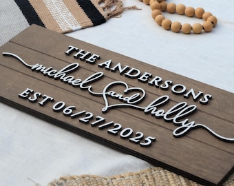 Personalized Wedding Gift, Bridal Shower Gift, Last Name Sign, Custom Name Sign, Family Name Sign, Wedding Sign, Gift For Couple, 3D Sign