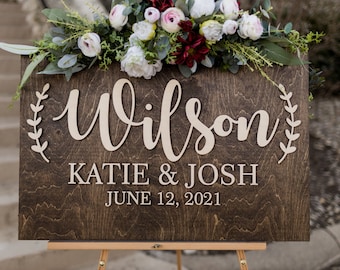 3D Wooden Welcome Wedding Sign, Last Name Wedding Sign, Wedding Signage, Wedding Welcome Sign, Rustic Wedding Decor, Laser Welcome Autumn