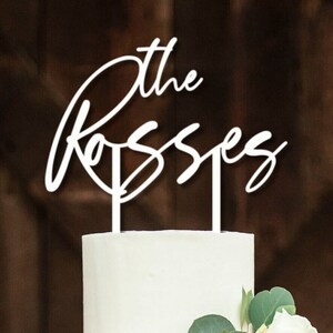 Achternaam gepersonaliseerde bruidstaart Topper, aangepaste bruidstaart Topper, aangepaste taart Topper voor bruiloft, taart Topper Handsnow