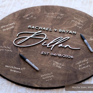 Custom Wedding Guestbook Alternative, Round Guest Book, Wooden Guest Book, Guestbook Wedding Alternative, Unique Personalized Guestbook