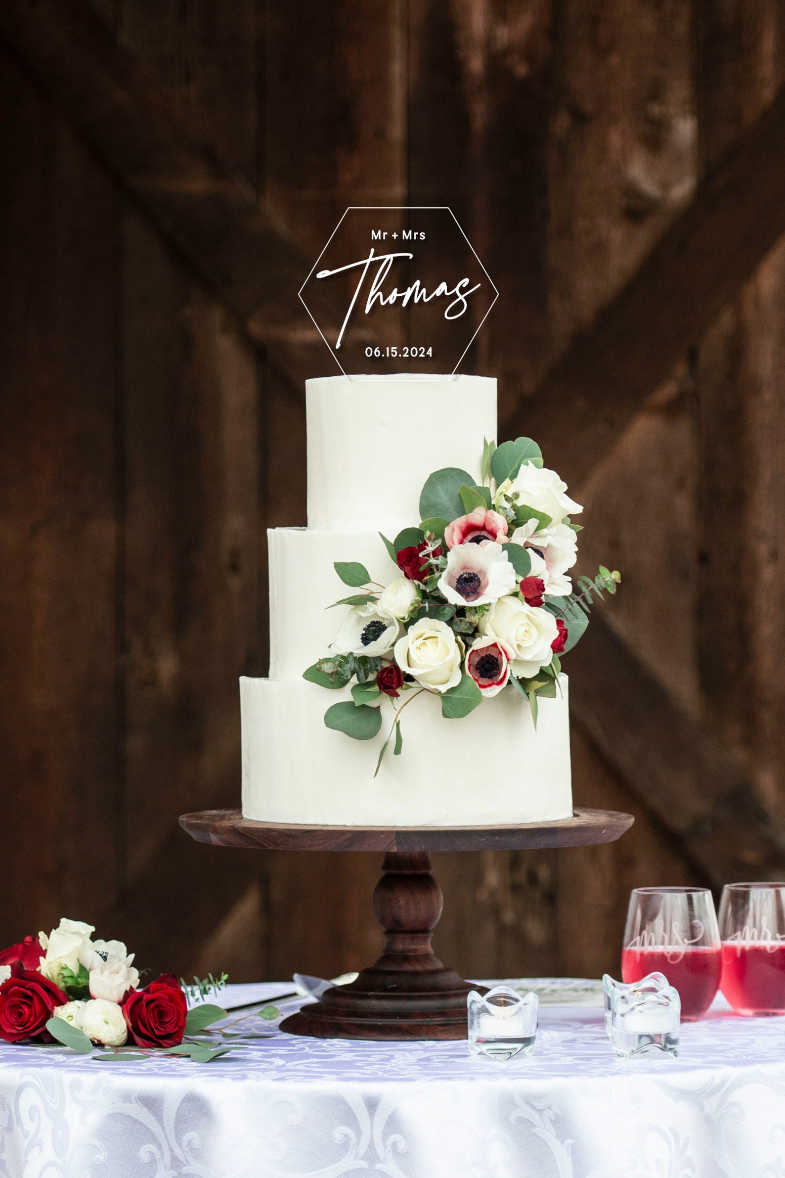 Personalized Acrylic Wedding Cake Topper With Names, Custom Wedding ...