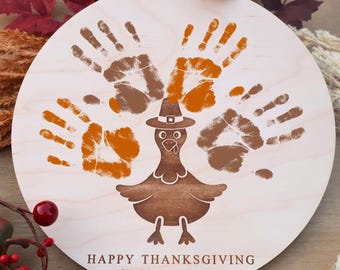 My First Thanksgiving Art, Thanksgiving Hand Print Art, DIY Handprint Keepsake, Turkey Kids Art, Kid Table Activity, Baby First Thanksgiving