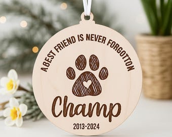 Pet Memorial Ornament, Pet Loss Gift, Personalized Dog Ornament, Sympathy Gift for Pet Lovers, Custom Pet Ornament, Dog Paw Print Names Date