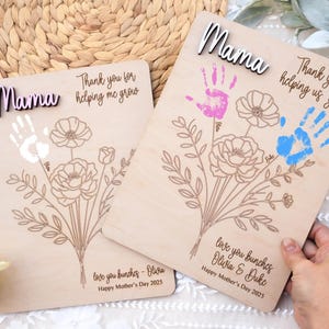 Mothers Day Handprint DIY Sign, Flower Handprint Art, Handprint Sign, Personalized Handprint Sign, First Mother&#39;s Day Gift, Mothers Day Sign