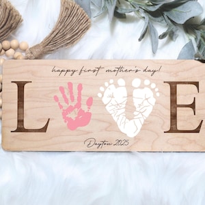 First Mother's Day Keepsake, Mother's Day Handprint, Baby's First Mother's Day Footprint Art, Gift For New Mom, My First Mother's Day Sign