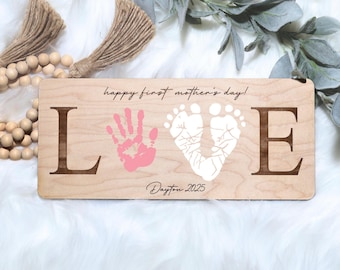 First Mother's Day Keepsake, Mother's Day Handprint, Baby's First Mother's Day Footprint Art, Gift For New Mom, My First Mother's Day Sign