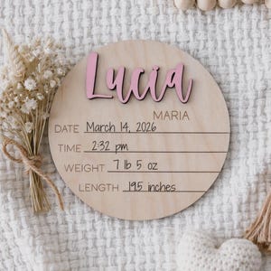 Newborn Baby Stats Sign, Wooden Birth Sign, Hospital Footprint Sign for ...