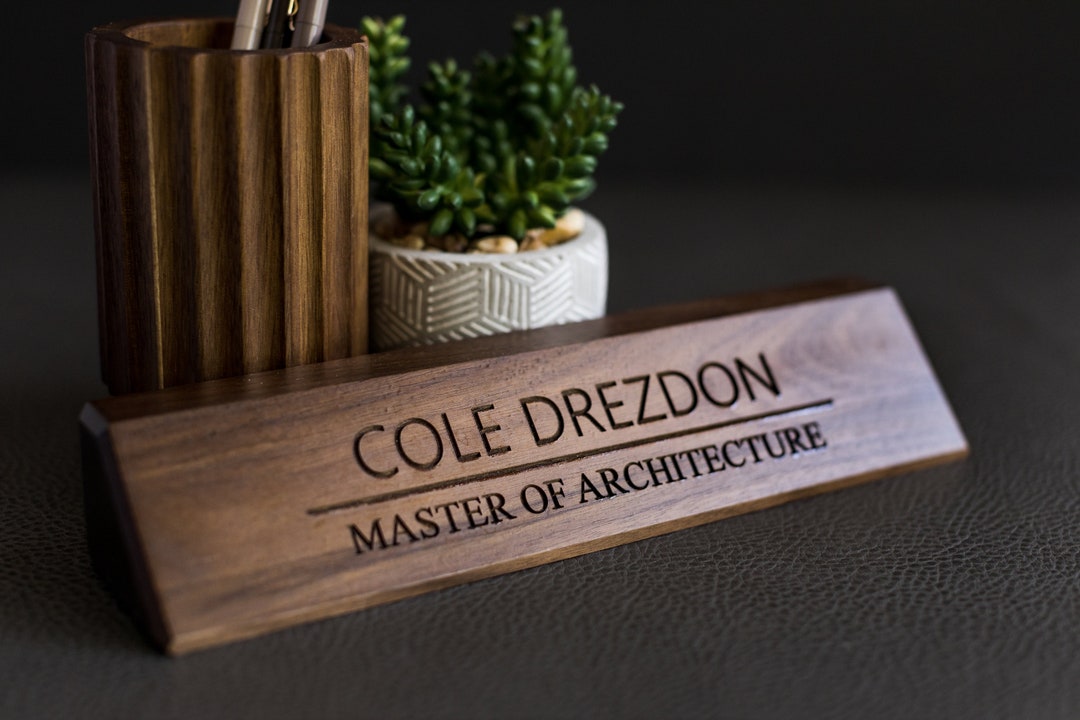Personalized Wooden Desk Name Plate, Custom Desk Wedge, Name Plate