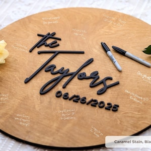 Custom Wedding Guestbook Alternative, Round Guest Book, Wooden Guest Book, Guestbook Wedding Alternative, Unique Personalized Guestbook