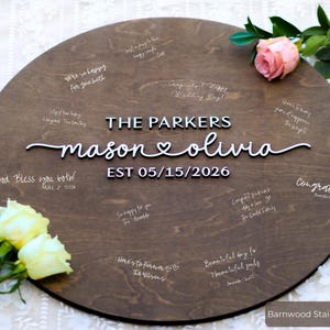 Rustic Wedding Guestbook Sign, Wedding Guest Book Alternative, Personalized Round Wedding Guestbook, Wooden Signing Board, Unique Guestbook