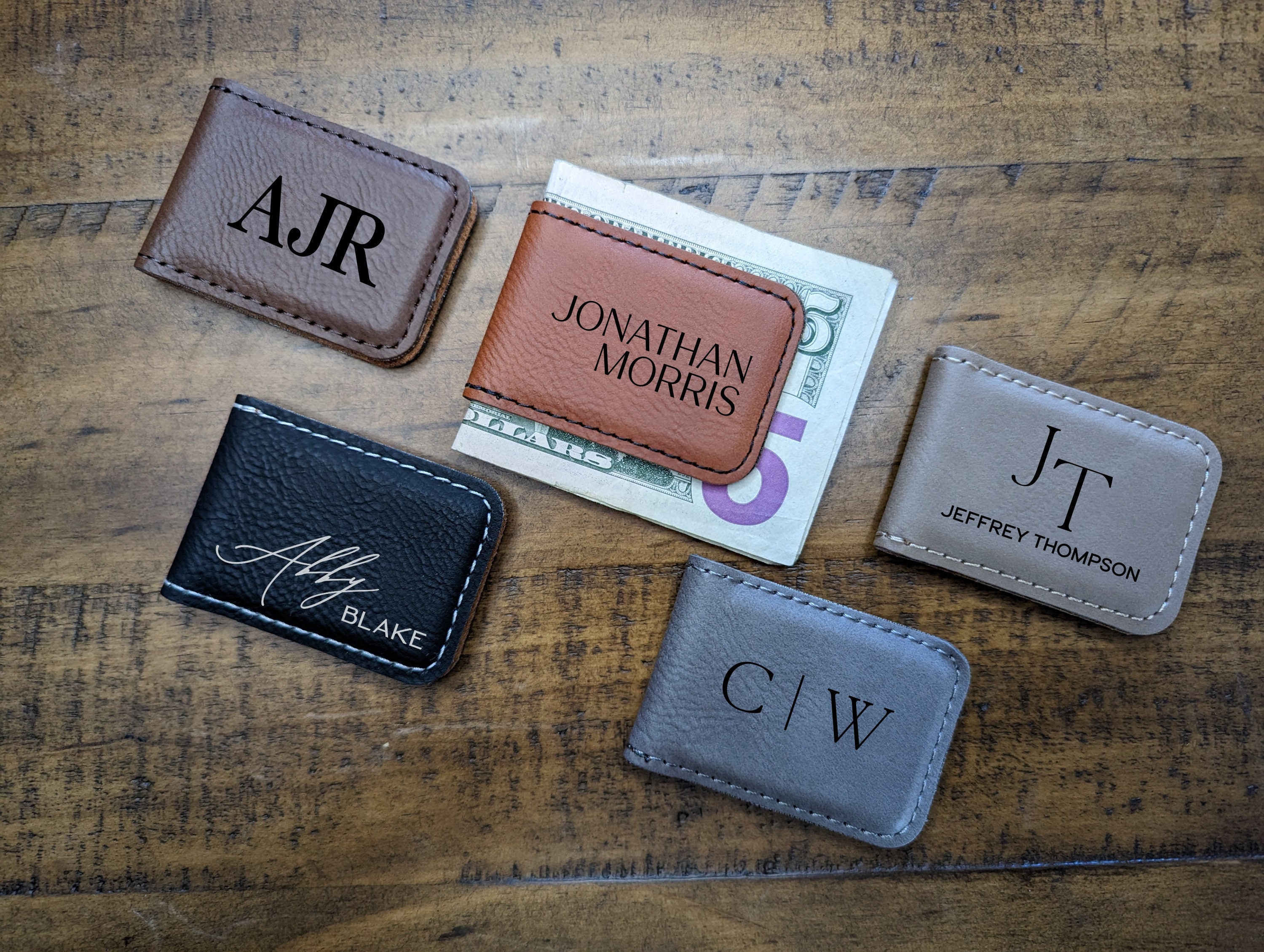 Personalized Money Clip, Groomsmen Gift (Leatherette)