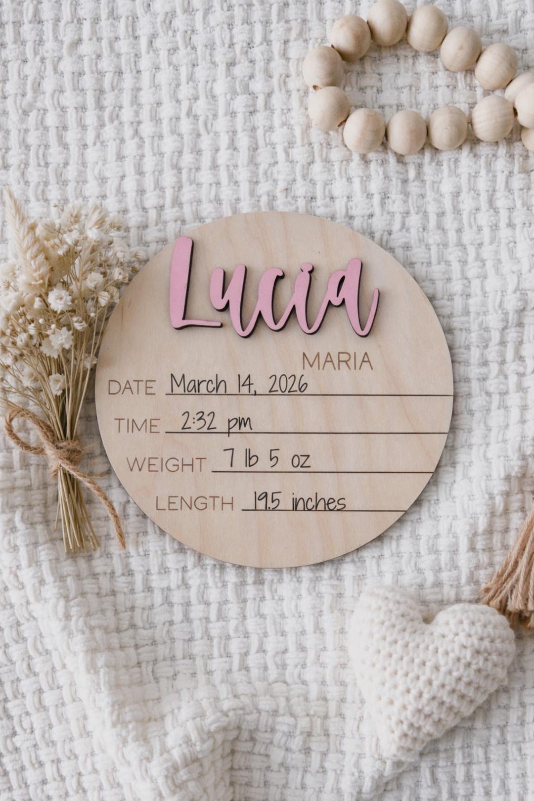 Newborn Baby Stats Sign, Wooden Birth Sign, Hospital Footprint Sign for ...