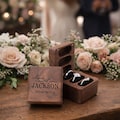 Personalized Walnut Triple Ring Box (3 Slot), Engraved Ring Bearer Box, Wedding Band Holder