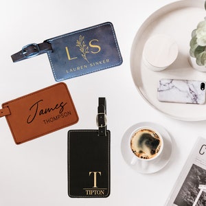Modern Luggage Accessories, Personalized Luggage Tags, Gift For Her, Leather Luggage Tag, Custom Luggage Tags, Engraved Luggage Tags