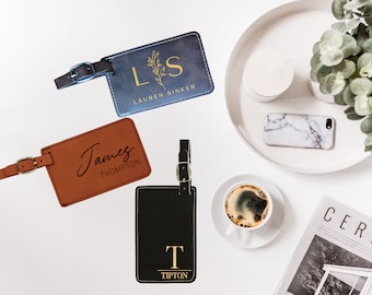 Modern Luggage Accessories, Personalized Luggage Tags, Gift For Her, Leather Luggage Tag, Custom Luggage Tags, Engraved Luggage Tags