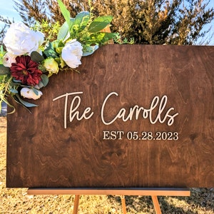 Wooden Guest Book Wedding Alternative, Custom Square Guest Book, Last Name Sign, 3D Wood Guest Book, Laser Guestbook Square Marshmallow image 6