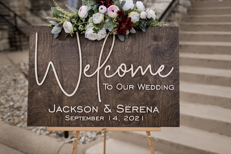 3D Wooden Welcome to our Wedding Sign Wedding Signage image 6