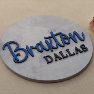 Kinderzimmer Namensschild, 3D Baby Namensschild aus Holz, Kinderzimmer Wandkunst, Babyparty, Namensschild für Kinderzimmer, rundes Namensschild, Personalisieren Sie die runde Plakette