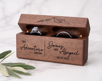 Personalized Wedding Ring Box, Double Slot Ring Box, Proposal Box, Ring Bearer Ring Box, Wedding Ceremony Ring Box, Ring Keepsake Box