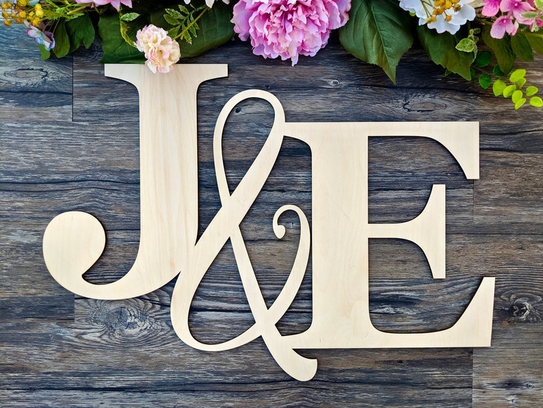 Large Initials Monogram Sign, Personalized Wedding Backdrop, Custom Wedding Sign, Family Name Sign, Laser Floating Initial image 1