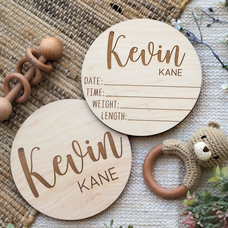 Dual-sided Birth Announcement Sign, Newborn Baby Stat & Name Sign ...