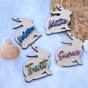 3D Osterkorb Stuffer, personalisierter Osterhasenkorb-Tag, benutzerdefinierter Osterkorb, Holzkind-Namensschild, Kinderosterkorb-Kindgeschenk