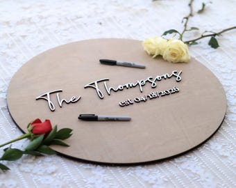 Custom Round Wedding Guestbook Alternative, Guest Book Sign, Wooden Guest Book, Guestbook Wedding Alternative, Unique Personalized Guestbook