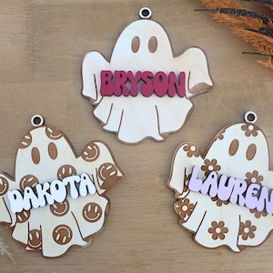 Personalisierte Halloween-Korb-Tag, benutzerdefinierte Geist-Namensschild, gruselige Saison Tag, Boo-Korb-Tag, personalisierte Halloween-Namensschild, benutzerdefinierte Taschenanhänger