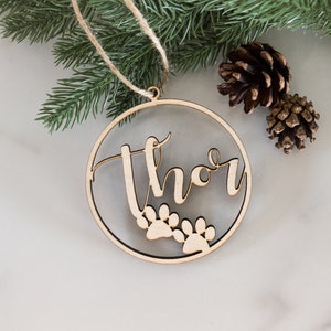 Personalized Dog Christmas Ornament, Custom Dog Ornament, Puppy Ornament Wooden Dog Ornament, Dog Pet Memory Ornament, Laser Pet Orn Round image 5