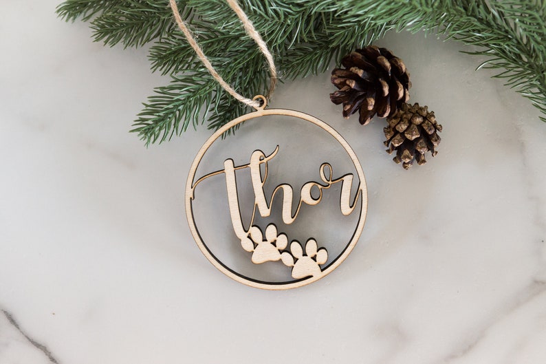 Personalized Dog Christmas Ornament, Custom Dog Ornament, Puppy Ornament Wooden Dog Ornament, Dog Pet Memory Ornament, Laser Pet Orn Round image 5