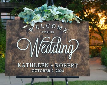 Letrero de bienvenida personalizado para bodas, letrero de madera 3D para bodas, letrero personalizado para bodas con nombres, letrero de bienvenida para bodas, decoración rústica para bodas