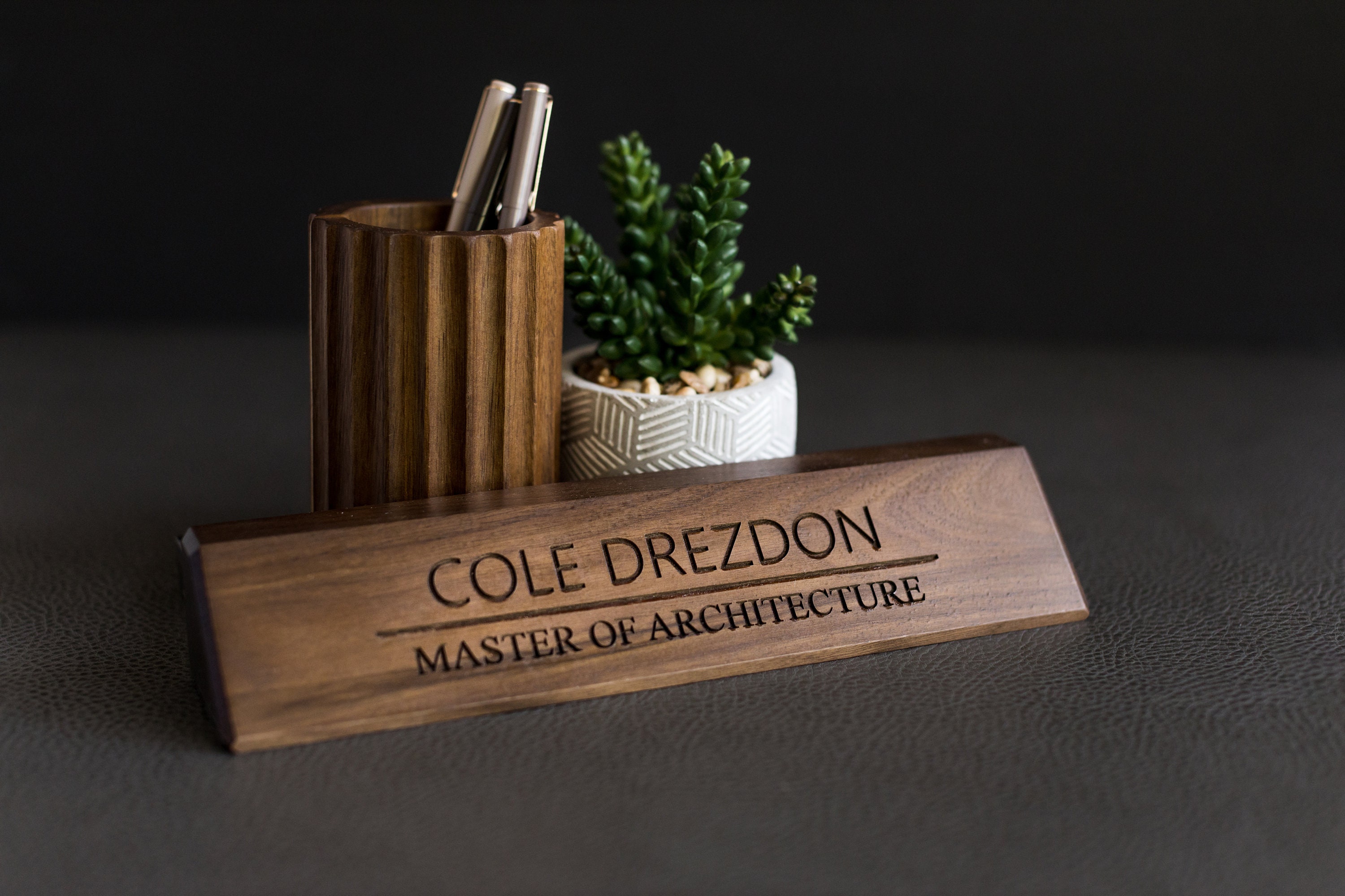 Personalized Wooden Desk Name Plate Custom Desk Wedge Name Etsy