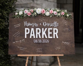 Personalized Last Name Guest Book, Unique Guest Book Sign, Custom Alternative Guest Book, Wooden Guest Book, Wedding Ceremony Guestbook Sign