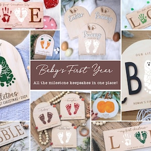 DIY Footprint Art, Baby's First Christmas, Mistletoes Sign, Wooden Kids Craft, Custom Children's Keepsake, Personalized Baby Christmas Decor image 12