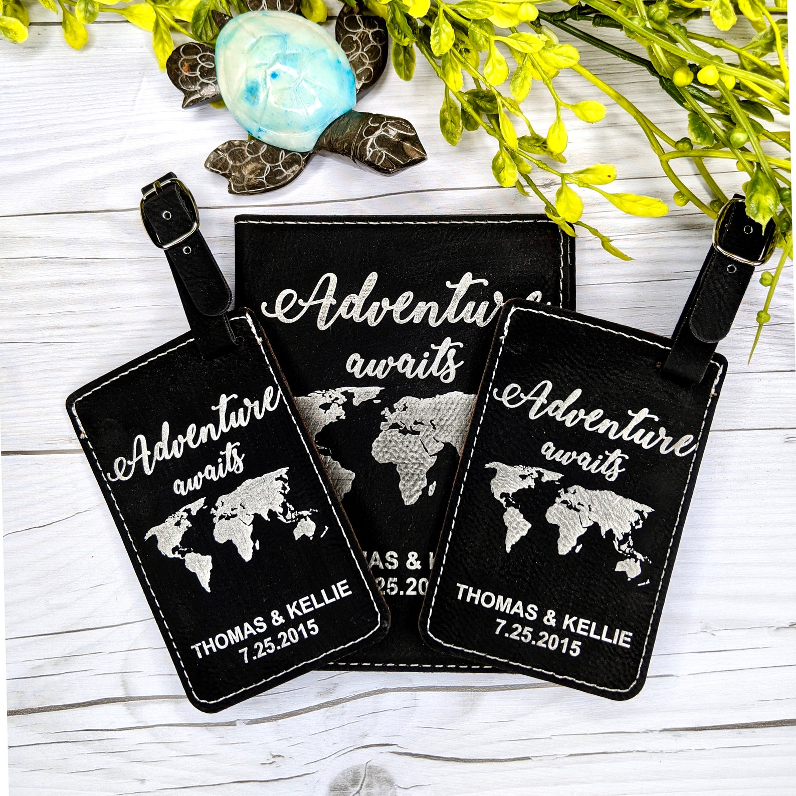 Adventure Awaits Luggage Tags and Passport Holder Set Bag Etsy