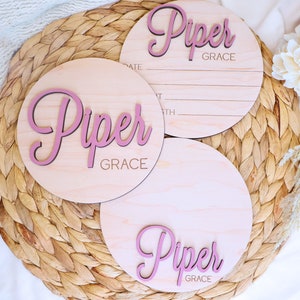 Newborn Announcement Sign, Wooden Round Baby Birth Stats, Footprint Sign & Name Sign, Hospital Footprint Sign For Baby, Newborn Photo Prop
