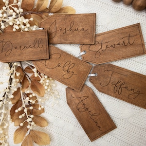 Engraved Christmas Stocking Tags | Stocking Name Tags | Personalized Stocking Tags | Family Stockings | Name Tags Wooden | Stocking Gift Tag