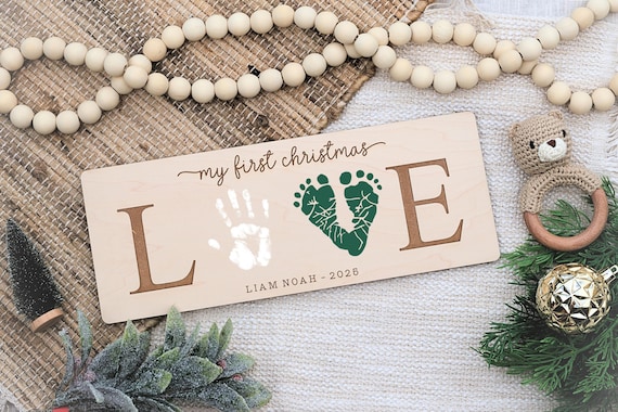 Baby First Christmas Keepsake, Christmas Footprints Infant, DIY Footprint Art, DIY Holiday Footprint Craft, My First Christmas Sign Toes