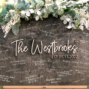 Wooden Guest Book Wedding Alternative, Custom Square Guest Book, Last Name Sign, 3D Wood Guest Book, Laser Guestbook Signing Board For Guest