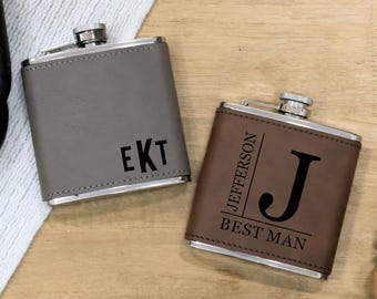 Fiaschetta da matrimonio incisa, regalo per lo sposo, regalo personalizzato per papà, fiaschetta personalizzata, fiaschetta in pelle personalizzata, fiaschetta incisa