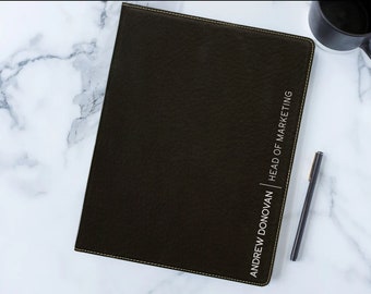 Personalized Portfolio With Notepad, Business Portfolio, Personalized Journal, Graduation Gift, Teacher Gift, Engraved Simple Notepad