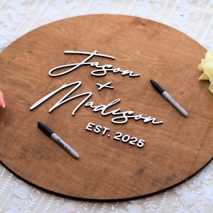 Wooden Guest Book Sign, Custom Wedding Guestbook Alternative, Round Guest Book, Guestbook Wedding Alternative, Unique Personalized Guestbook