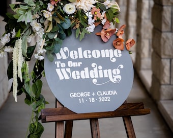 Welcome Wedding Sign, Personalized Acrylic Welcome Wedding Sign, Wedding Ceremony Signage, Custom Round Sign, Welcome Wedding - Round Friday
