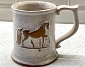 Vintage Weathervane Tankards Goss Speckle Clay Pottery Mug Crafted in Vermont Vintage Weathervane Tankards Horse Mug Antique Cup