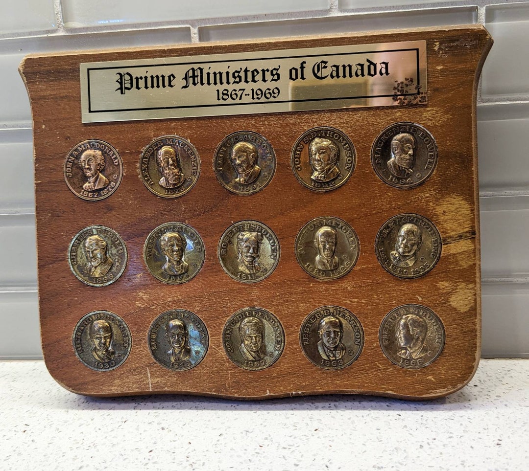 Vintage Prime Ministers of Canada 18671969 Brass Medallions Collection