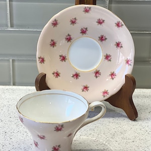 Aynsley Bone China Teacup and Saucer / Fine Bone China Cup and Saucer / Aynsley Tea Cup and Saucer / Vintage Aynsley Teacup / Pink Teacup