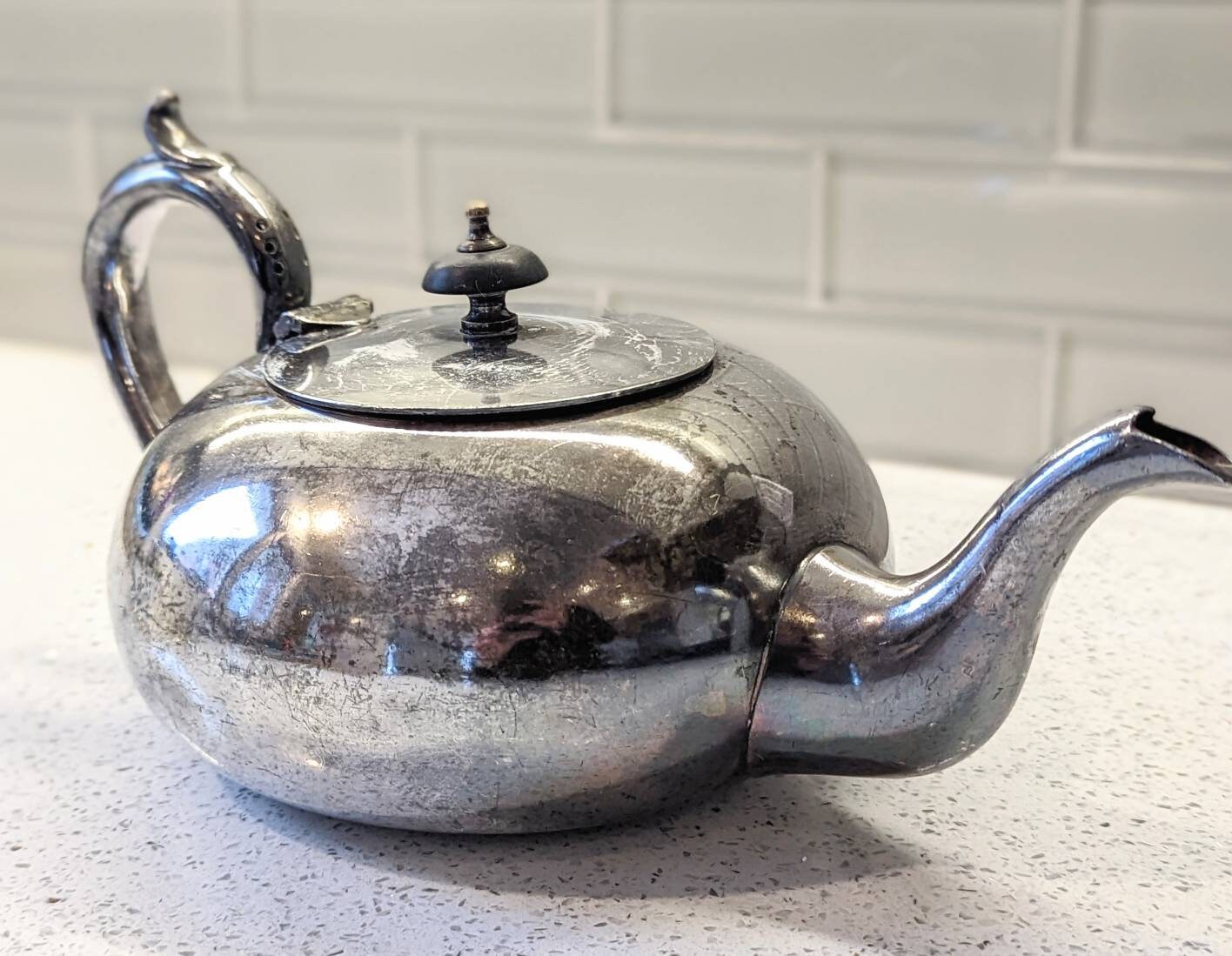 Vintage 32oz M & Co EPBM Teapot / Electroplated Britannia Metal Silver