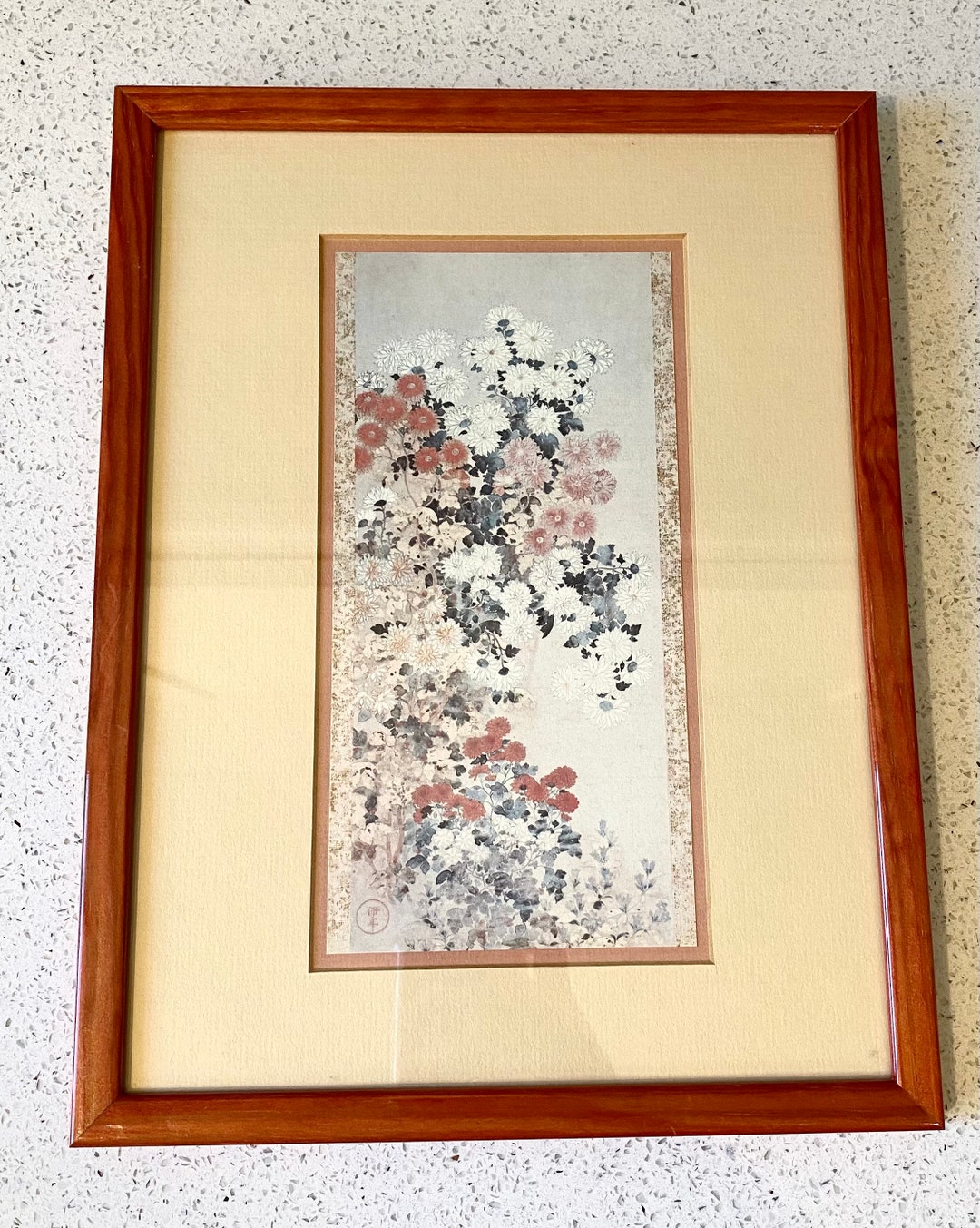 Vintage Japanese Art / Framed Blossom Japanese Artwork / Vintage Framed