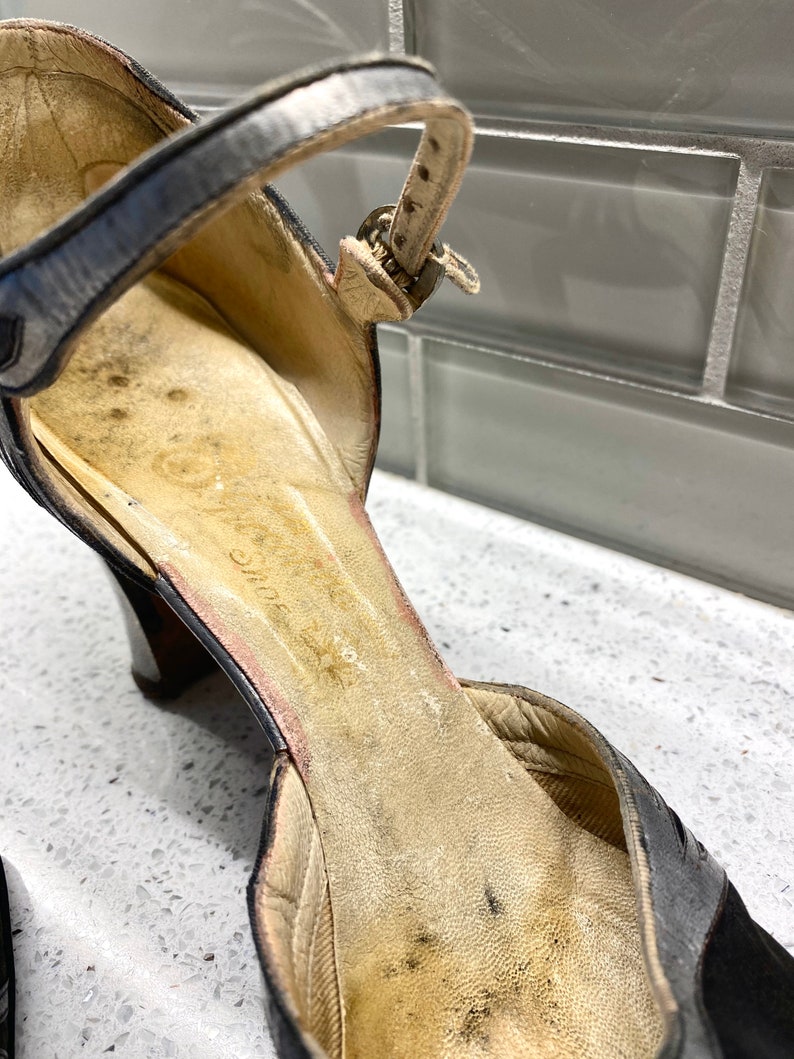 Vintage Antique La Gioconda Shoes Vintage Black and Silver Woman/'s Size 9.5 La Gioconda High Heel Shoes with Ankle Strap